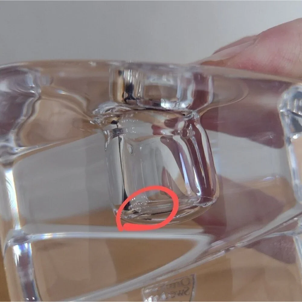 Set Of Orrefors Sweden Crystal Clear Glass Taper Candle Holders Geometric Cubes